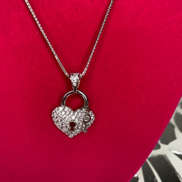 Sterling Silver heart + Key chain - Picture 2 of 4